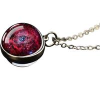 Accessories 925 For Women And Men, Solar System Universe Space Moon Sun Earth Planet Necklaces Two-sided Glass Ball Necklace, Pendant With Silver Chain