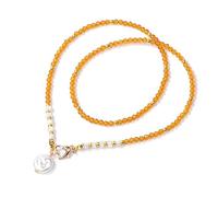 Accessories Baroque Pearl Pendant Necklace For n 3mm Natural Stone Beaded Heart Buckle Necklaces Vintage Wedding Elegant Jewelry s (Yellow Zircon A)