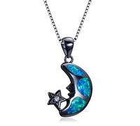 Accessories Boho Female Big Moon Star Pendants Necklaces White Blue Fire Opal Necklace Vintage Black Gold Wedding For n