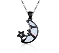 Accessories Boho Female Big Moon Star Pendants Necklaces White Blue Fire Opal Necklace Vintage Black Gold Wedding For n