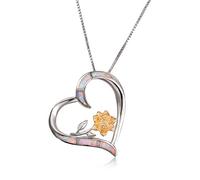 Accessories Boho Female Blue White Fire Opal Necklace Cute Big Flower Heart Pendants Necklaces Color Necklaces For n (Flower Purple A)