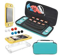 Accessories Bundle Compatible with Nintendo Switch Lite Carry Case & TPU Protective Case Cover & Thumb Grip Covers & Screen Protector - Turquoise