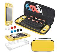 Accessories Bundle Compatible with Nintendo Switch Lite Carry Case & TPU Protective Case Cover & Thumb Grip Covers & Screen Protector - Yellow