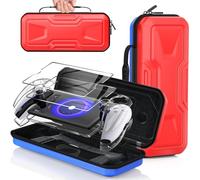 Accessories Bundle for PlayStation Portal, Carry Case with Hard Clear Protective Cover and Tempered Glass Screen Protector, Portable Hard Shell Travel Handbag for PS Portal Remote Player-Blue Red