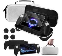 Accessories Bundle for PlayStation Portal Case, Carry Case with Silicone Protective Cover and Screen Protector for PS Portal, Accessories Set for PS5 portal with 4 Thumb Grips - Black & White