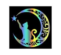 Accessories Cat Touching Star Moon Car Stickers Vinyl Decal Motorcycle Decorative Accessories(Laser,40CM X 40CM)