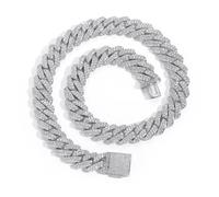 Accessories Extra Shiny Miami Link Chain for Men, Extra Shiny Big Iced Out Chain, Width 15MM Hip Hop Chain Link Necklace for Men, 16-24 Inch Box Included