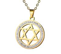 Accessories for Girls David Necklace Women and Men, 92 Hexagram Round Hollow Posting Necklace, Women's Jewish Star of Men