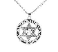 Accessories for Girls David Necklace Women and Men, 92 Hexagram Round Hollow Posting Necklace, Women's Jewish Star of Men