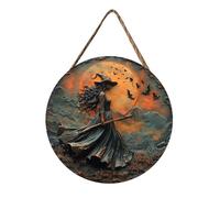 Accessories For Home Halloween Wooden Cat Round Plaque Decoration For Home Holidays (C, 30)