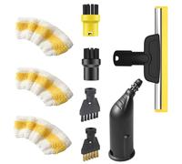 Accessories for Kärcher Steam Cleaner 9-Piece Set, Compatible with Kärcher Steam Cleaner Accessories SC1 SC2 SC3 SC4 SC5, Mouthpiece Nozzle, Round Brush, Joint Brushes, Window Squeegee, Microfibre