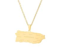 Accessories for men and women European American fashion Puerto Rico map with city pendant necklace unisex couple necklace accessories Wedding anniversary, Valentine's Day, Christmas birthday gift