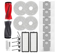 Accessories for Roborock Qrevo Curv/Qrevo Curv S5X/Qrevo Edge/revo Edge S5A Vacuum Cleaner,2 Main Brushes,2 HEPA Filters,6 Dust Bags,4 Wipes, 4 Side Brushes,1 Brush,1 Screwdriver,20 Pieces Replacement