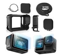 Accessories Kit for GoPro Hero 13 Black - Silicone Sleeve Rubber Protective Case for GoPro 13, Glass Screen Protectors, Battery Side Cover, Lens Caps, Lanyards, Full Protective Set for Go Pro Hero 13