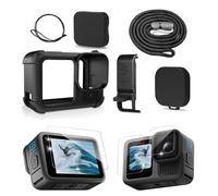Accessories Kit for GoPro Hero 13 Black - Silicone Sleeve Rubber Protective Case for GoPro 13, Glass Screen Protectors, Battery Side Cover, Lens Caps, Lanyards, Full Protective Set for Go Pro Hero 13