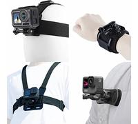 Accessories Kit for Insta360 One X3 X2 X RS R GO 2, Head Strap Mount + Chest Mount Harness + Backpack Clip Holder + 360°Rotating Wrist Strap Compatible for GoPro Hero 11 10 9 8 7