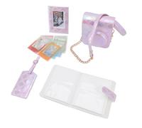 Accessories Kit for Mini 12 Instant Camera Case + Photo Album + Frames + Boarding Pass Shell + DIY Sticker, Square Plaid Embroidery Thread (Purple)