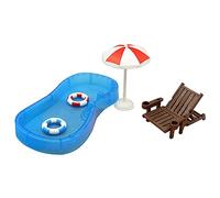 Accessories Miniature Beach Set For Doll-House Landscaping Swimming Pool Beach Chair Model Figurine Set