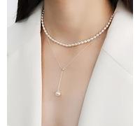 Accessories Oval Natural Freshwater Pearl Necklace Jewelry For n Fashion Adjustable Length Chain