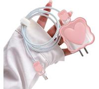 ACCESSORIES Protective Charger Case for iPhone 18W 20W iPhone 16 15 14 13 12 11 Pro Max Charging Cable Charger Protective Cover Data Cable Protective Sleeve -Pink Heart