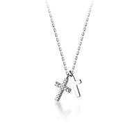 Accessories Real Sterling Silver Fashion Double Cross Pendant Short Clavicle Necklace For n Wedding Fine Jewelry