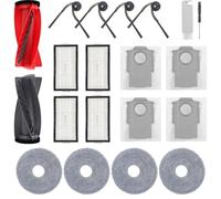 Accessories Replacement for Roborock Saros 20/Neo/Saros 10R/Qrevo Edge 2 | for Qrevo 2 Pro/Qrevo Curv 2 Pro Robot Vacuum Cleaner, 1 Main Brush, 4 Side Brushes, 4 HEPA Filters, 4 Mop Pads, 4 Dust Bags