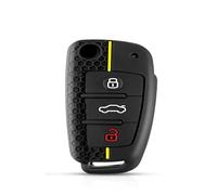 Accessories Silicone Car Key Caps Case Cover compatible with Audi A4 B7 A6 C5 C6 A1 A3 8P TT Q3 Q2 Q7 TTS R8 S3 S6 RS3 RS6(Black(yellowline))