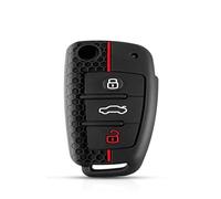 Accessories Silicone Car Key Caps Case Cover compatible with Audi A4 B7 A6 C5 C6 A1 A3 8P TT Q3 Q2 Q7 TTS R8 S3 S6 RS3 RS6(Black(redline))