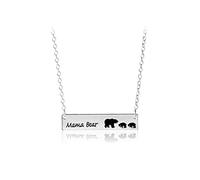 Accessories Silver Lettering Mama Bear Mother Two Cubs Child Charm Pendant NecklacePractical and Deft