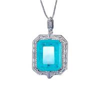 Accessories Vintage 16 * 20mm Emerald Sapphire Paraiba Tourmaline Pendant Necklace For n Gemstone Lab Diamond Cocktail Party Fine Jewelry