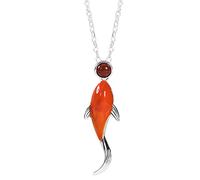 Accessories Vintage Necklace for Women Clavicle Chain Red Agate Koi Handmade Classical Hanfu Jewelry Women's Pendant Necklaces Charm thing National Old Craft