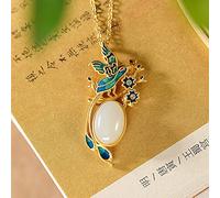 Accessories Vintage Necklace for Women Jade Plated Cloisonne Plum Magpie Handmade Classical Jewelry Women's Pendant Necklaces Charm thing National Old Craft