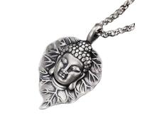 Accessories Vintage Necklace for Women Matte Leaf Buddha Zen Handmade Classical Jewelry Women's Pendant Necklaces Charm thing National Old Craft