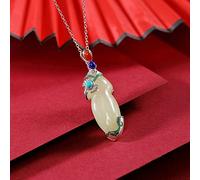 Accessories Vintage Necklace for Women White Jade Cheongsam Handmade Classical Jewelry Women's Pendant Necklaces Charm thing National Old Craft