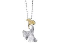 Accessories Vintage S925 Necklace for Women Clavicle Chain Gold and Silver Two-Color Apricot Leaves Handmade Classical Hanfu Jewelry Women's Pendant Necklaces Charm Gift National Old Craft Holiday