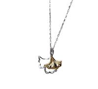 Accessories Vintage S925 Necklace for Women Clavicle Chain Two-Color Hollow Ginkgo Leaves Handmade Classical Hanfu Jewelry Women's Pendant Necklaces Charm Gift National Old Craft