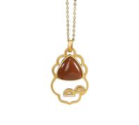 Accessories Vintage S925 Necklace for Women Gold Plated Red Agate Hollow Out Rainbow Handmade Classical Jewelry Women's Pendant Necklaces Charm Gift National Old Craft