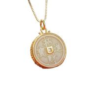 Accessories Vintage S925 Necklace for Women Gold Plated White Jade Copper Coin Safety Buckle Handmade Classical Jewelry Women's Pendant Necklaces Charm National Old Craft