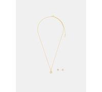 ACCESSORIZE 14ct Gold Plated Diamante Necklace & Earrings Set Gold