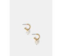 ACCESSORIZE 14ct Gold Plated Pearl Hoop Drop Earrings Gold