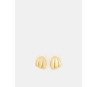 ACCESSORIZE 14ct Gold Plated Ridge Stud Earrings Gold