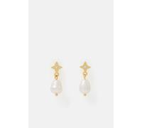 Accessorize 14Ct Gold-Plated Star Pearl Drop Earrings Gold One Size