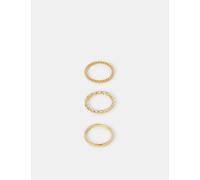 ACCESSORIZE 3 Pack 14ct Gold Plated Stacking Rings Gold