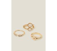 Accessorize 3-Pack Mother Of Pearl Rings In Cream Cream S