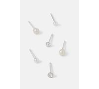 Accessorize Women's 3-Pack Sterling Silver-Plated Pearl Mix Stud Earrings in Silver Accessorize Silver One Size