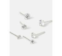 ACCESSORIZE 3 Pack Sterling Silver Plated Stud Earrings Silver