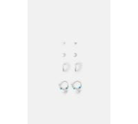 Accessorize 4-Pack Sterling Silver-Plated Celestial Stud & Hoop Earrings Silver One Size