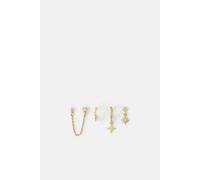 Accessorize 5-Pack 14Ct Gold-Plated Mixed Chain Star Earrings Gold One Size