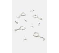 Accessorize 5-Pack Celestial Diamante Stud And Hoop Earrings In Silver Silver One Size