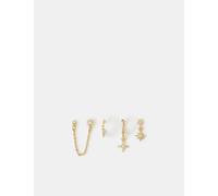 ACCESSORIZE 5 Pack Gold Plated Mixed Earrings Set Gold